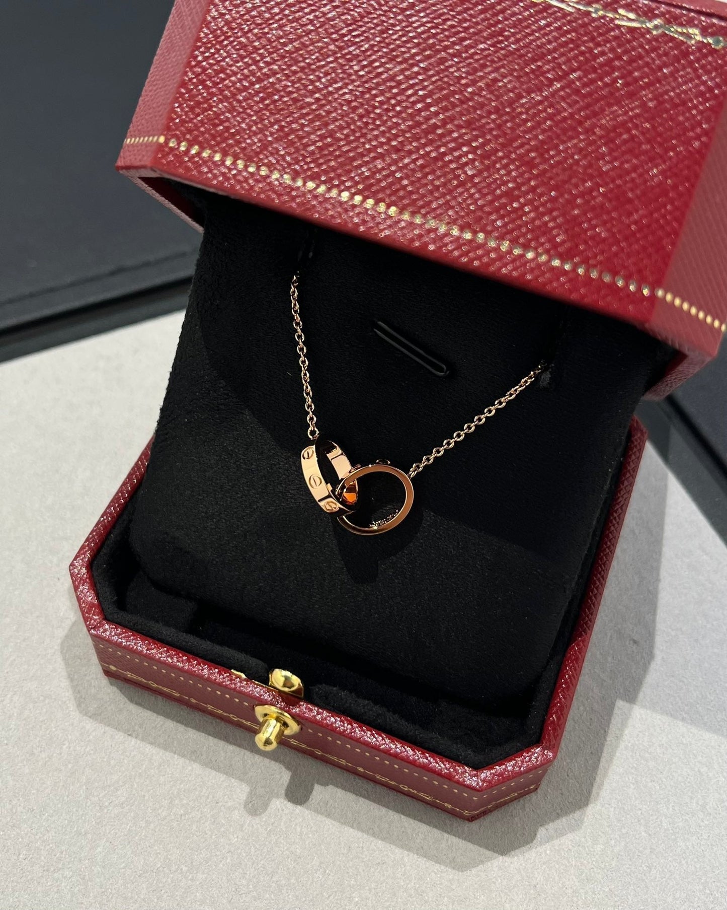 Mysitc LOVE NECKLACE DOUBLE RING ピンクゴールド