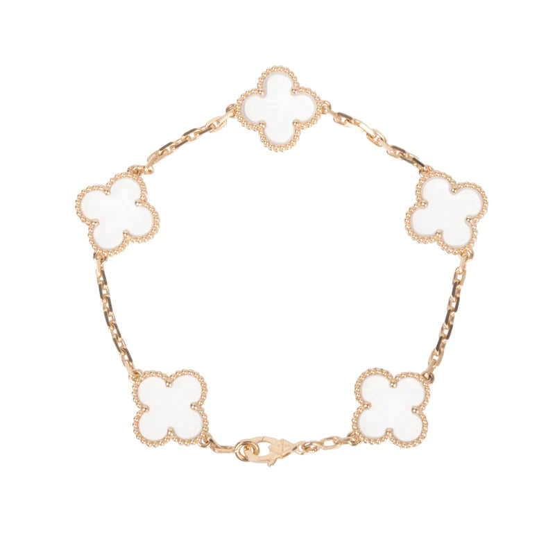 [Mysitc ]New CLOVER 5 MOTIF ROCK CRYSTAL BRACELET