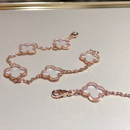 [Mysitc ]New CLOVER 5 MOTIF ROCK CRYSTAL BRACELET