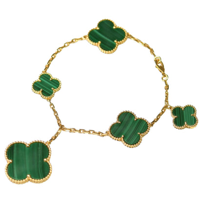 Mysitc MAGIC CLOVER MALACHITE GOLD BRACELET 5 MOTIFS
