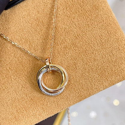 Mysitc TRINITY NECKLACE SILVER GOLD PINK GOLD DIAMONDS