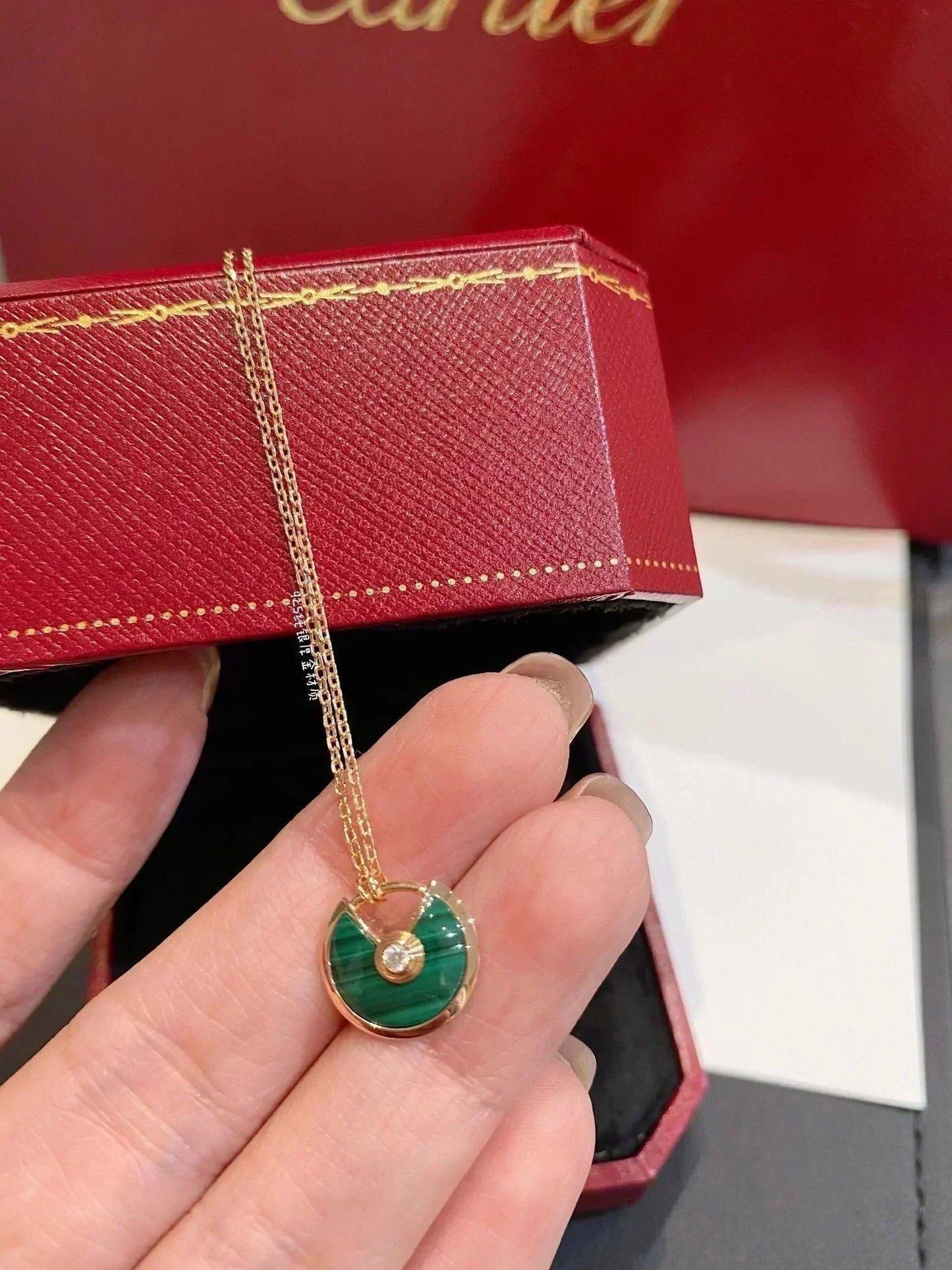 Mysitc AMULETTE ROSE GOLD MALACHITE NECKLACE