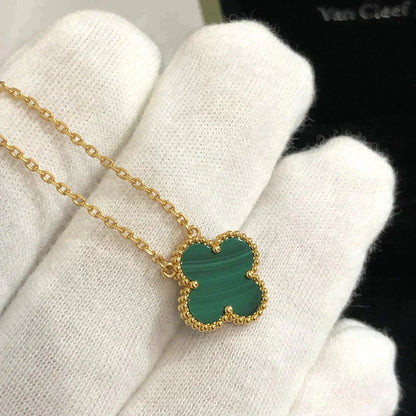 Mysitc CLOVER 15MM MALACHITE SINGLE FLOWER  NECKLACE