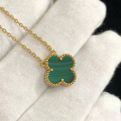 Mysitc CLOVER 15MM MALACHITE SINGLE FLOWER  NECKLACE