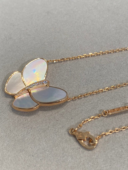 Mysitc BUTTERFLY GOLD MOP DIAMOND NECKLACE