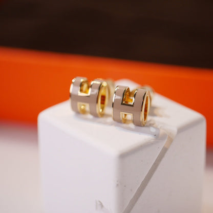 Mysitc MINI POP H GOLD EARRINGS GREY