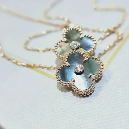 Mysitc CLOVER 15MM DIAMOND AND MOTHER-OF-GREY NECKLACE