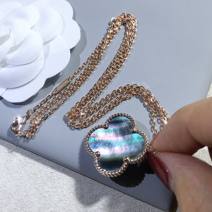 Mystic CLOVER 25MM ゴールド ダークマザーオブパール ビッグクローバーネックレス