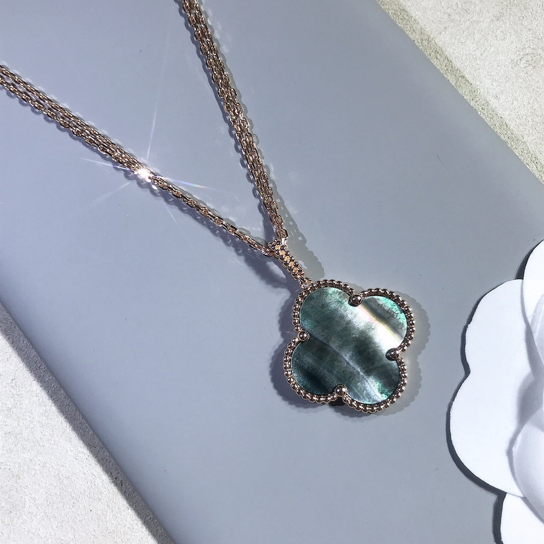 Mystic CLOVER 25MM ゴールド ダークマザーオブパール ビッグクローバーネックレス