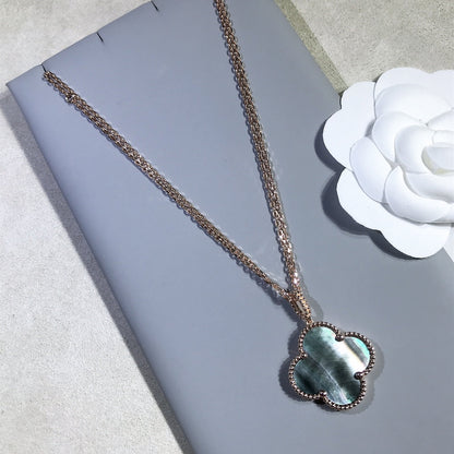 Mystic CLOVER 25MM ゴールド ダークマザーオブパール ビッグクローバーネックレス