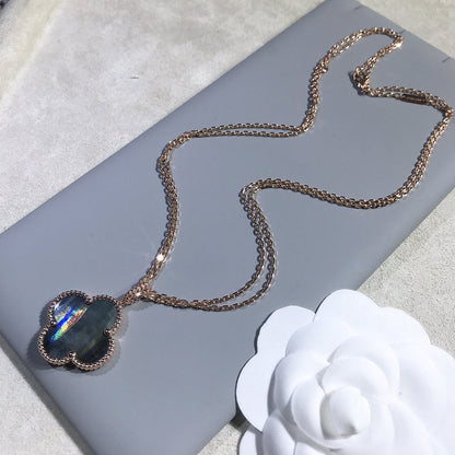 Mystic CLOVER 25MM ゴールド ダークマザーオブパール ビッグクローバーネックレス