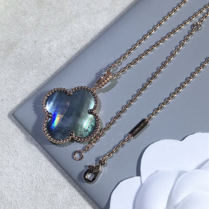 Mystic CLOVER 25MM ゴールド ダークマザーオブパール ビッグクローバーネックレス