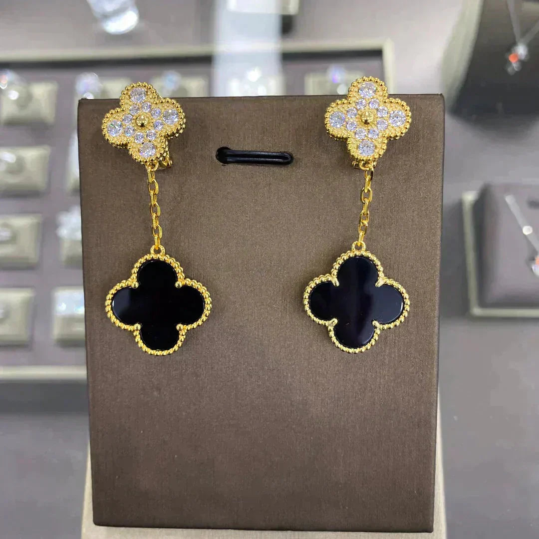 Mysitc CLOVER  2 MOTIFS  DIAMOND  EARRINGS (MULTIPLE CHOICESç´
