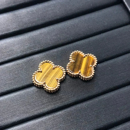 Mysitc CLOVER MEDIUM 1 MOTIFS TIGER EYE EARRINGS