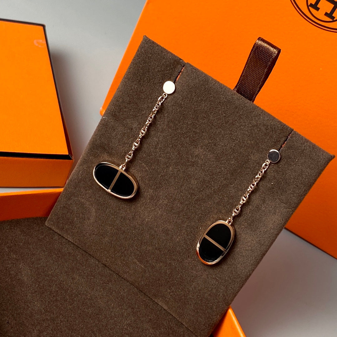 Mysitc CHAINE VERSO BLACK CERAMIC EARRINGS