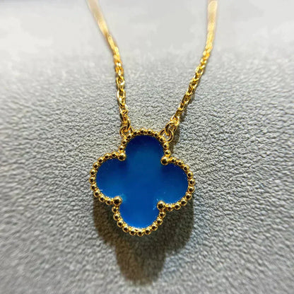 Mysitc CLOVER 15MM BLUE AGATE NECKLACE