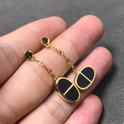 Mysitc CHAINE VERSO BLACK CERAMIC SILVER EARRINGS