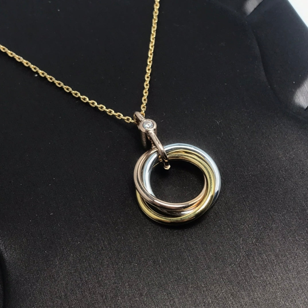 Mysitc TRINITY SILVER GOLD PINK GOLD NECKLACE