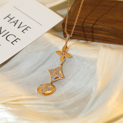 Mysitc STAR AND SUN DIAMOND PINK GOLD NECKLACE