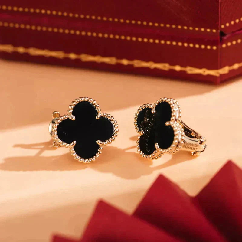 Mysitc CLOVER MEDIUM 1 MOTIFS  ONYX STUD EARRINGS