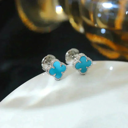 Mysitc CLOVER MINI 9.5MM ONYX STUD EARRINGS SILVER