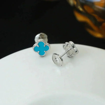 Mysitc CLOVER MINI 9.5MM ONYX STUD EARRINGS SILVER