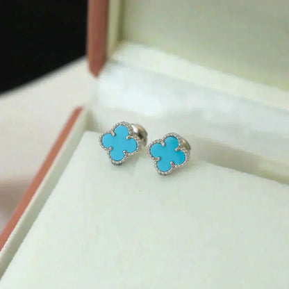 Mysitc CLOVER MINI 9.5MM ONYX STUD EARRINGS SILVER