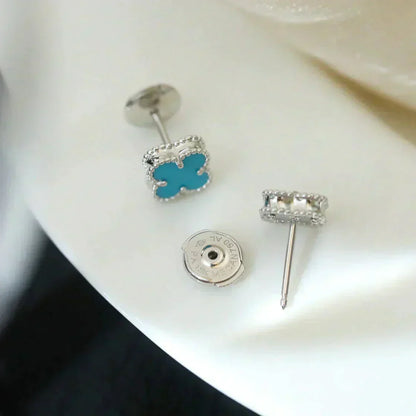 Mysitc CLOVER MINI 9.5MM ONYX STUD EARRINGS SILVER