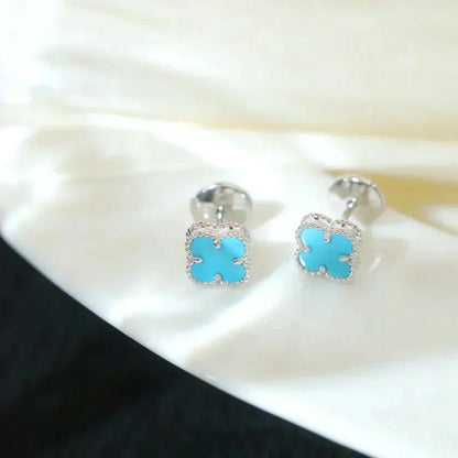 Mysitc CLOVER MINI 9.5MM ONYX STUD EARRINGS SILVER
