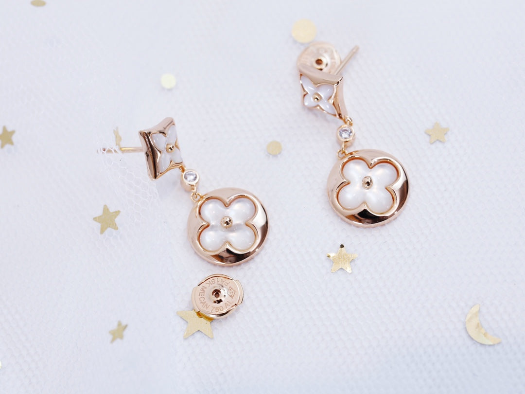 Mysitc STAR AND SUN PINK GOLD MOP DROP EARRINGS