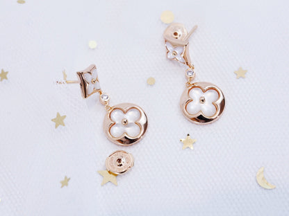 Mysitc STAR AND SUN PINK GOLD MOP DROP EARRINGS