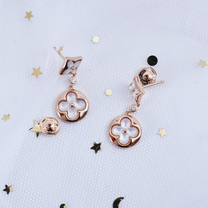 Mysitc STAR AND SUN PINK GOLD MOP DROP EARRINGS