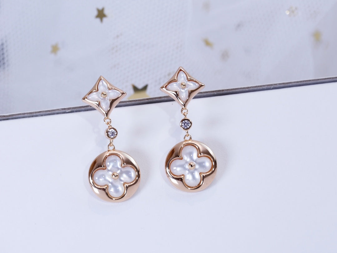 Mysitc STAR AND SUN PINK GOLD MOP DROP EARRINGS