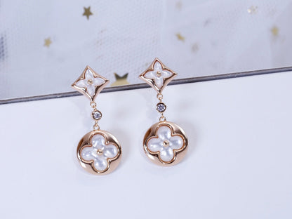 Mysitc STAR AND SUN PINK GOLD MOP DROP EARRINGS