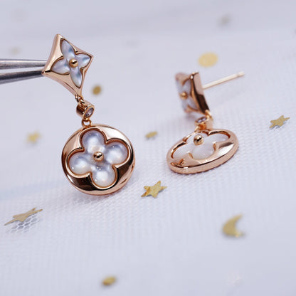 Mysitc STAR AND SUN PINK GOLD MOP DROP EARRINGS