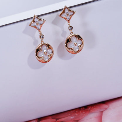 Mysitc STAR AND SUN PINK GOLD MOP DROP EARRINGS
