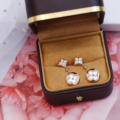 Mysitc STAR AND SUN PINK GOLD MOP DROP EARRINGS