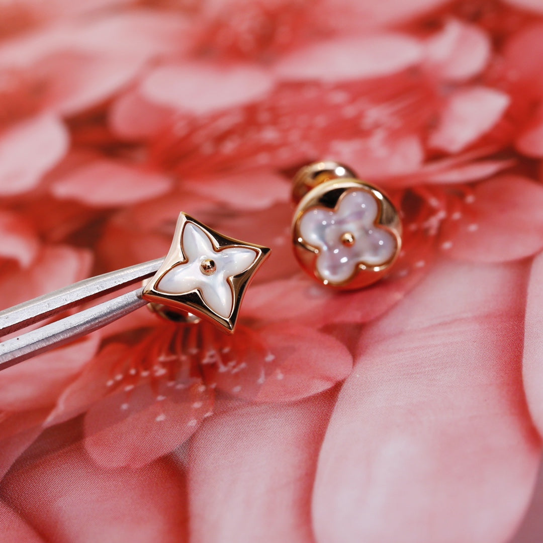 Mysitc STAR AND SUN PINK GOLD MOP STUD EARRINGS