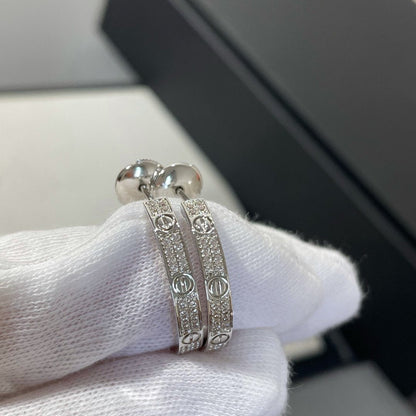 Mysitc LOVE DIAMOND SILVER HOOP EARRINGS