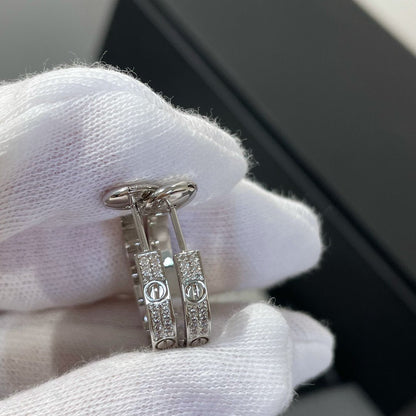 Mysitc LOVE DIAMOND SILVER HOOP EARRINGS
