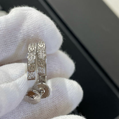 Mysitc LOVE DIAMOND SILVER HOOP EARRINGS