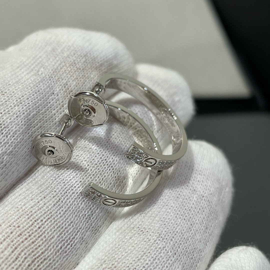 Mysitc LOVE DIAMOND SILVER HOOP EARRINGS