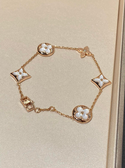 Mysitc STAR AND SUN 5 MOTIF MOP PINK GOLD BRACELET