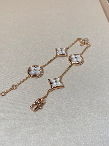 Mysitc STAR AND SUN 5 MOTIF MOP PINK GOLD BRACELET