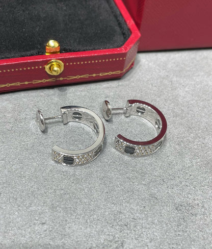 Mysitc LOVE CERAMIC DIAMOND PAVED SILVER EARRINGS
