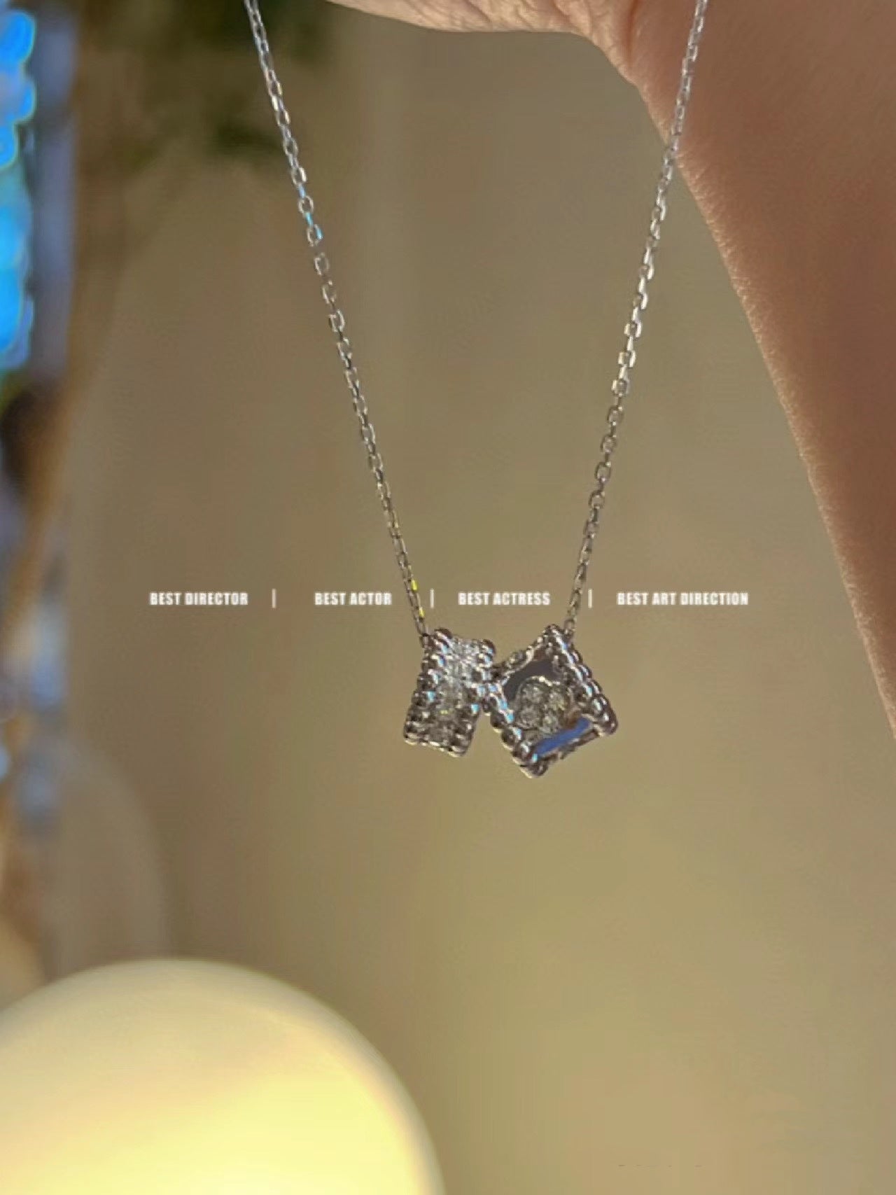 Mystic PERLEE ダブルペンダント シルバー ダイヤモンドネックレス