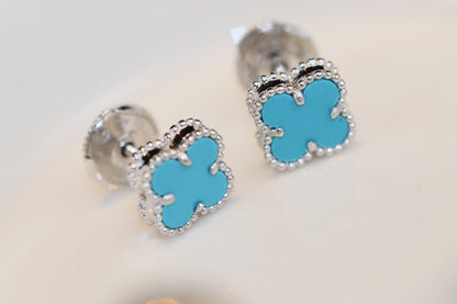 Mysitc CLOVER MINI TURQUOISE SILVER STUD EARRINGS