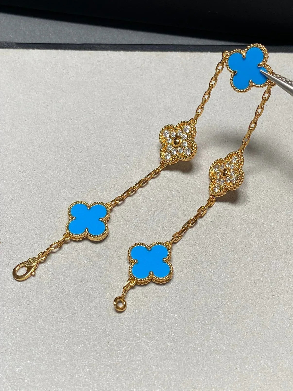 [Mysitc ]New CLOVER 5 MOTIF BLUE AGATE BRACELET COLLECTION