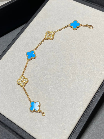 [Mysitc ]New CLOVER 5 MOTIF BLUE AGATE BRACELET COLLECTION