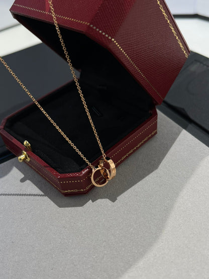 Mysitc LOVE NECKLACE DOUBLE RING PINK GOLD